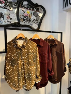 Camisaco Bambi y liso bordo y chocolate